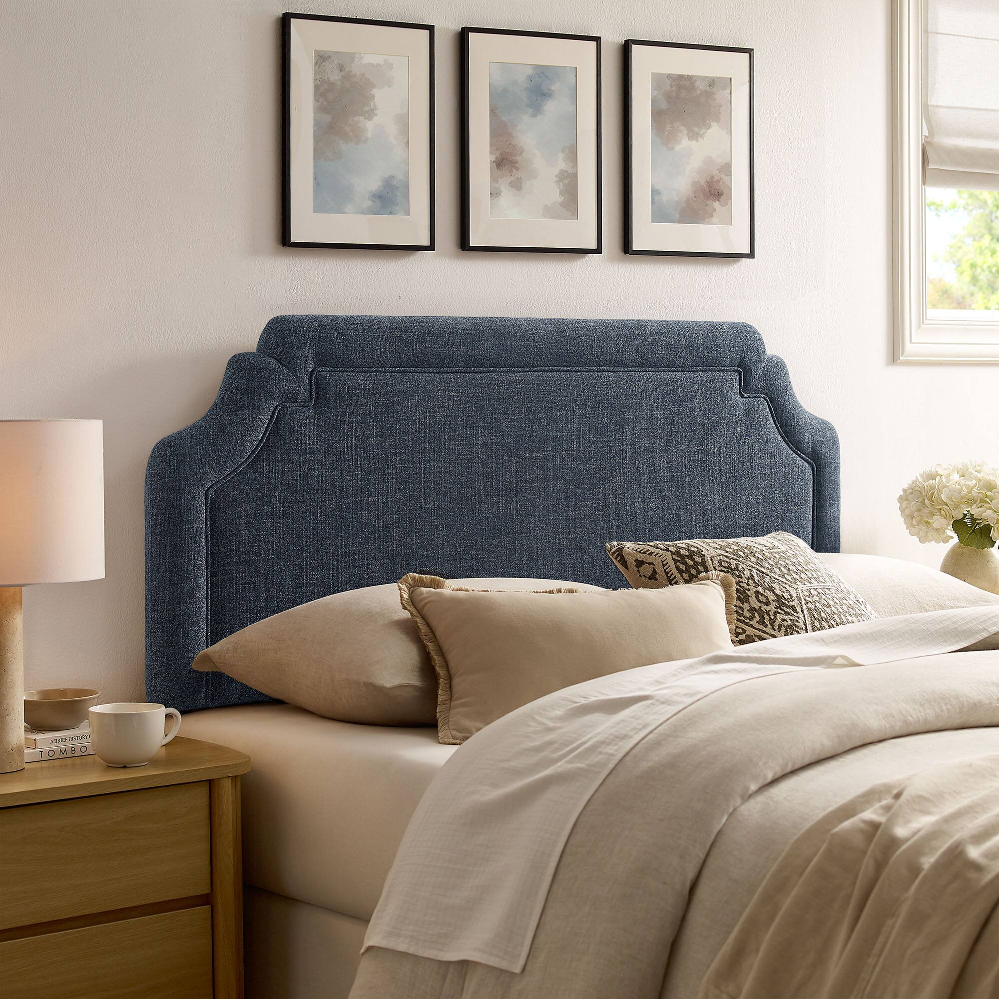 Front. Modway - Magnolia Upholstered Fabric Headboard by Modway - Slate Blue.