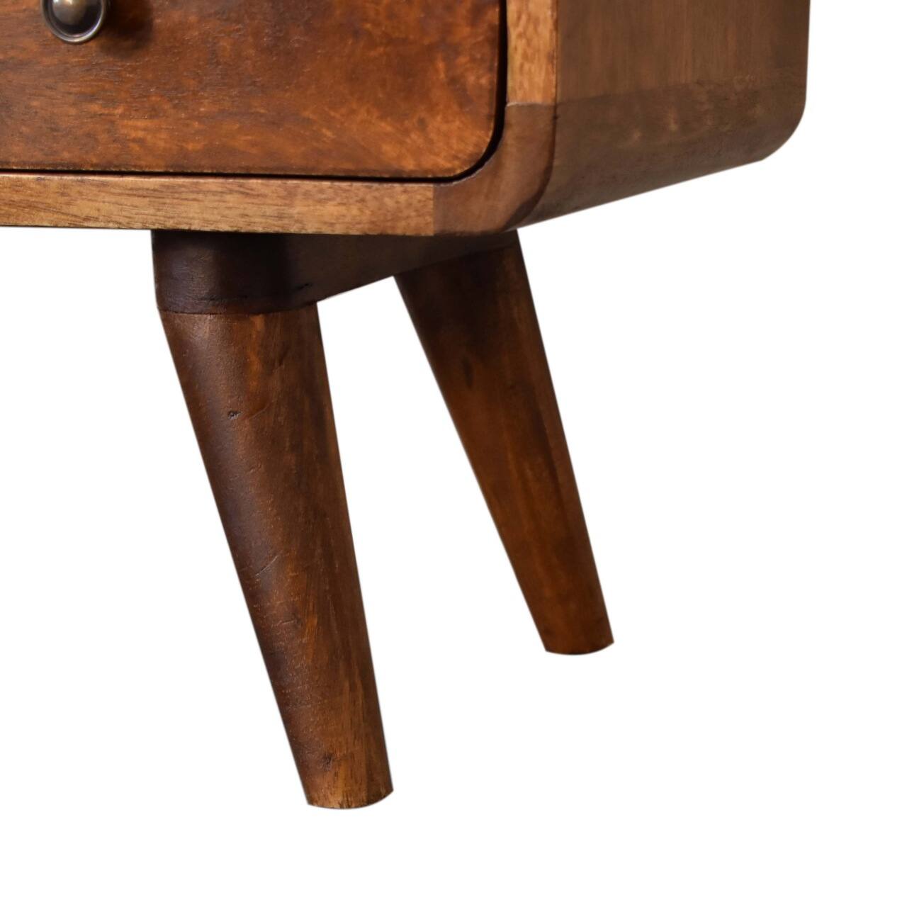 Alt View 4. Artisan Furniture - Artisan Furniture Solid Wood Mini Chestnut Curved Media Unit with 2 Drawers, 1 Open Slot, Dark Brown - Brown.