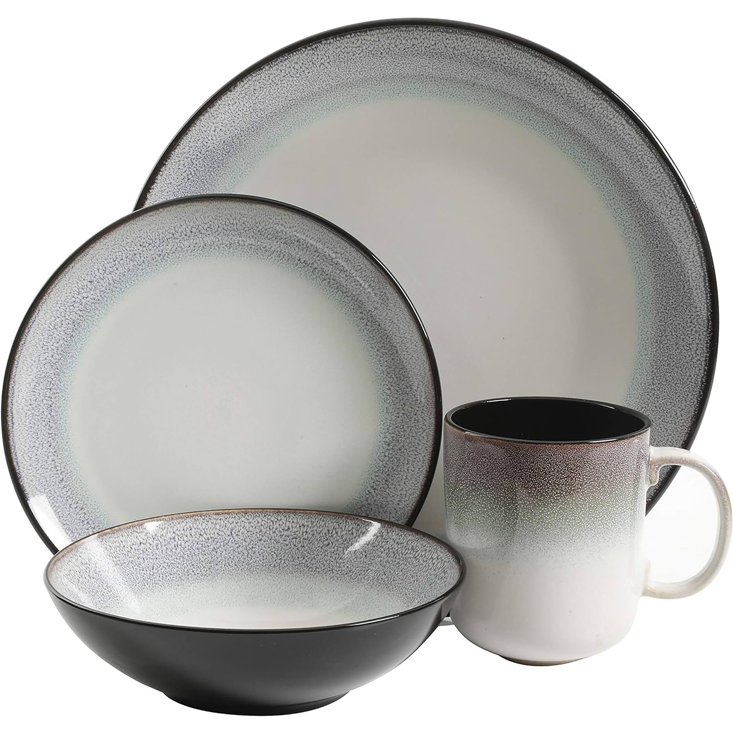 Alt View 1. Gibson - Gibson Elite Rings of Saturn 16 Piece Reactive Glaze Stoneware Dinnerware Set in Teal - Teal.