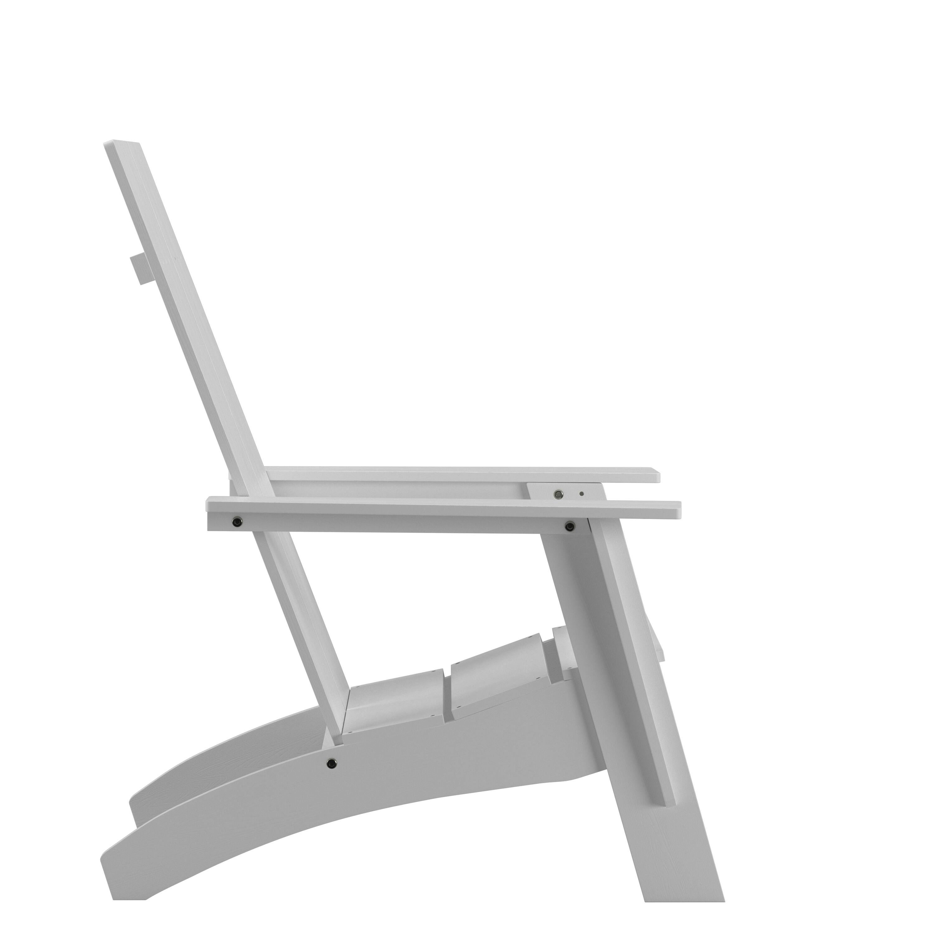 Alt View 7. Emma + Oliver - Set of 4 Modern Dual Slat Back Indoor/Outdoor Adirondack Style Chairs - White.