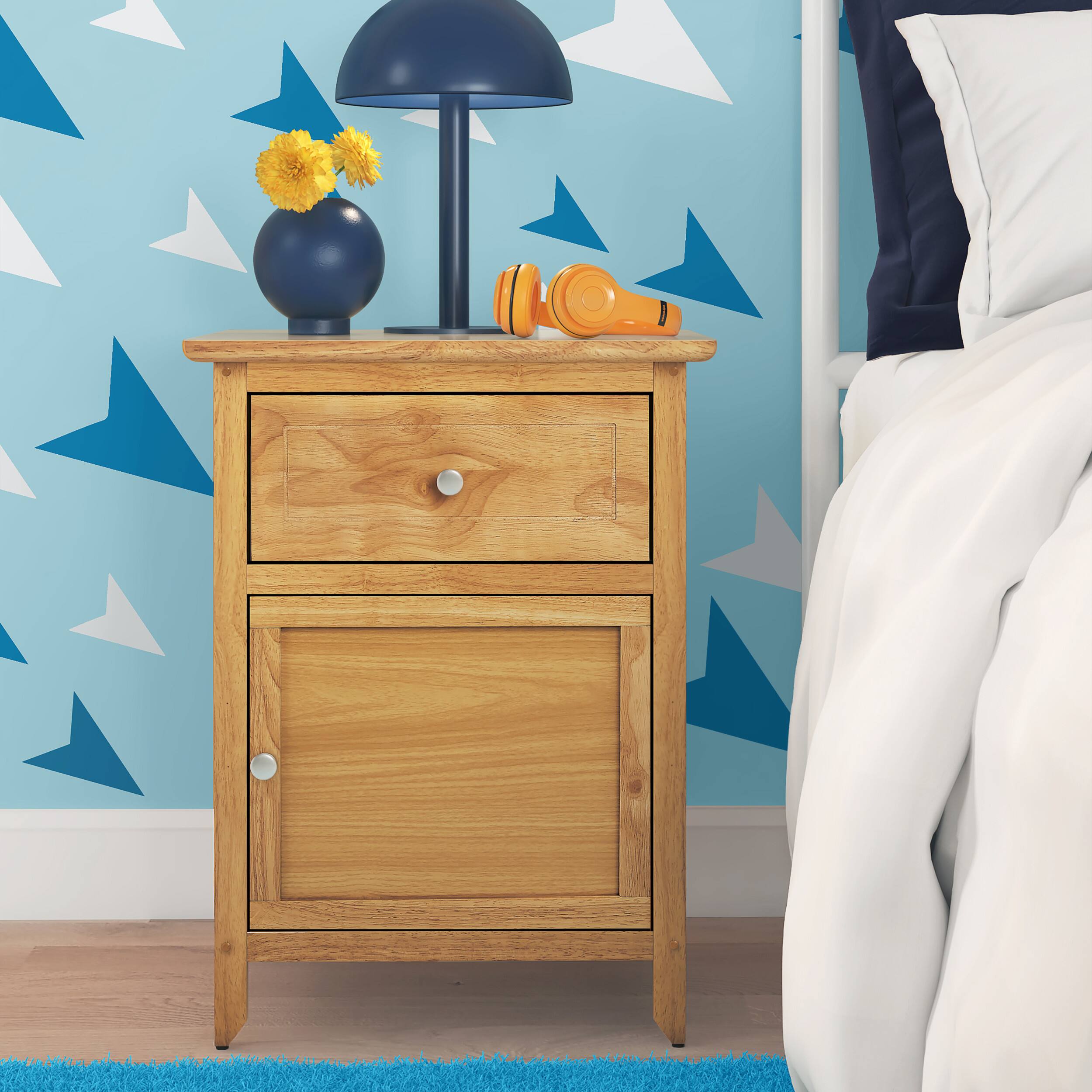 Left. Click Decor - Alcott Side Table with Single Drawer and Storage Cabinet - Light Brown.