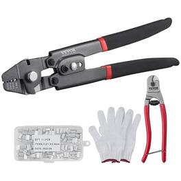 VEVOR - Wire Rope Crimping Tool and Cutter Up To 2.2mm Wire Cable Crimps, 1/64" - 3/32" Crimping Loop Sleeve Kit - Orange