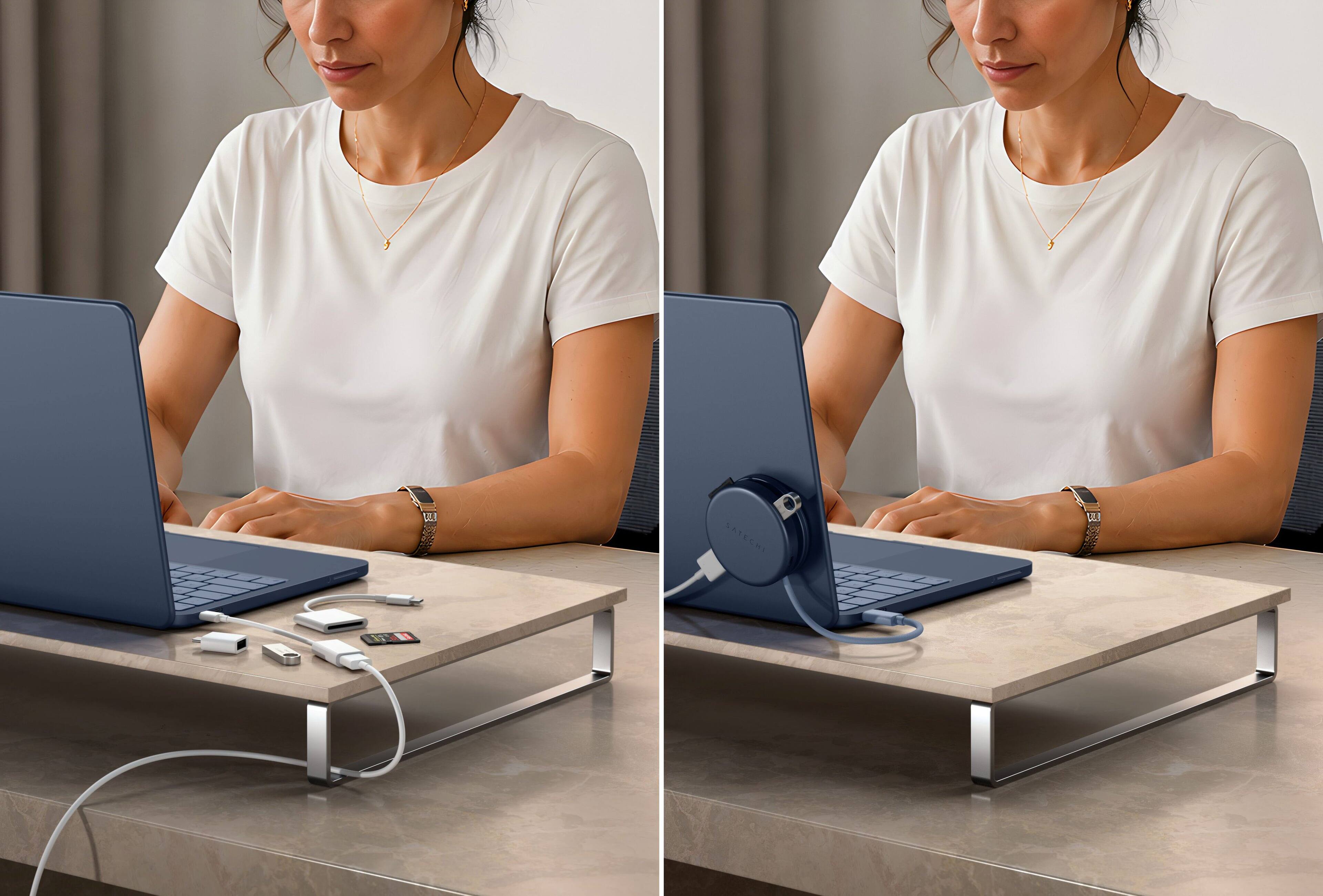 Alt View 4. Satechi - OntheGo™ 5-in-1 Multiport Adapter for Macbook Neo, Macbooks iPhone and iPad - Indigo.