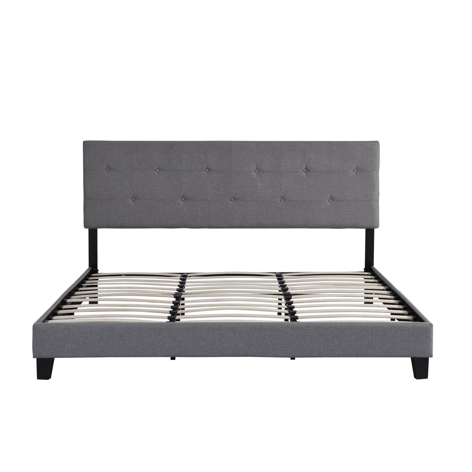 Alt View 1. Spaco - Spaco King Size Platform Bed,Breathable Upholstered Headboard,Button Tufted Design,No Box Spring,for a Serene Bedroom - Light Gray.