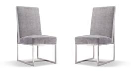 Manhattan Comfort - Element Modern Metal Velvet Dining Chair - Set of 2 - Gray