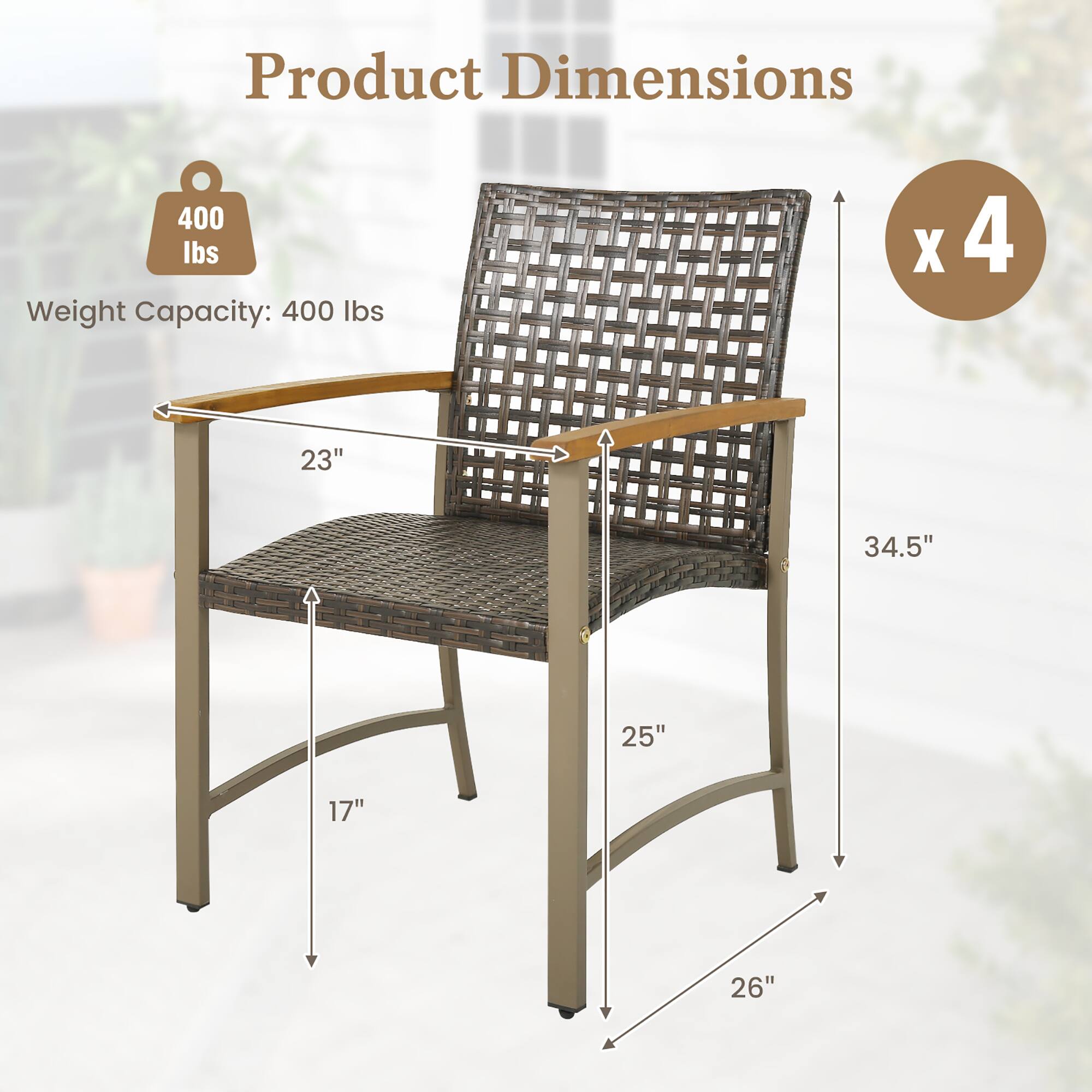 Product Dimensions

Weight Capacity: 400 lbs

23" x 34.5" x 25" x 17" x 26" x 4