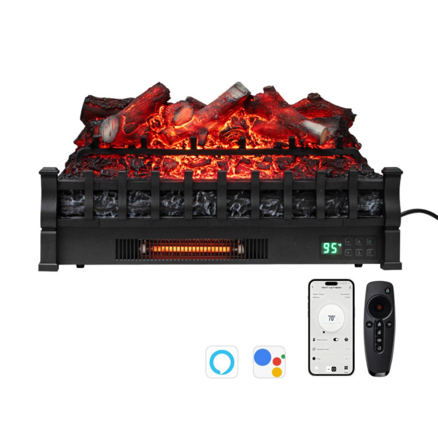 Alt View 5. LUCKY ONE - 26 Inch Smart WiFi Infrared Electric Fireplace Insert with 5 Flame Colors - Black.
