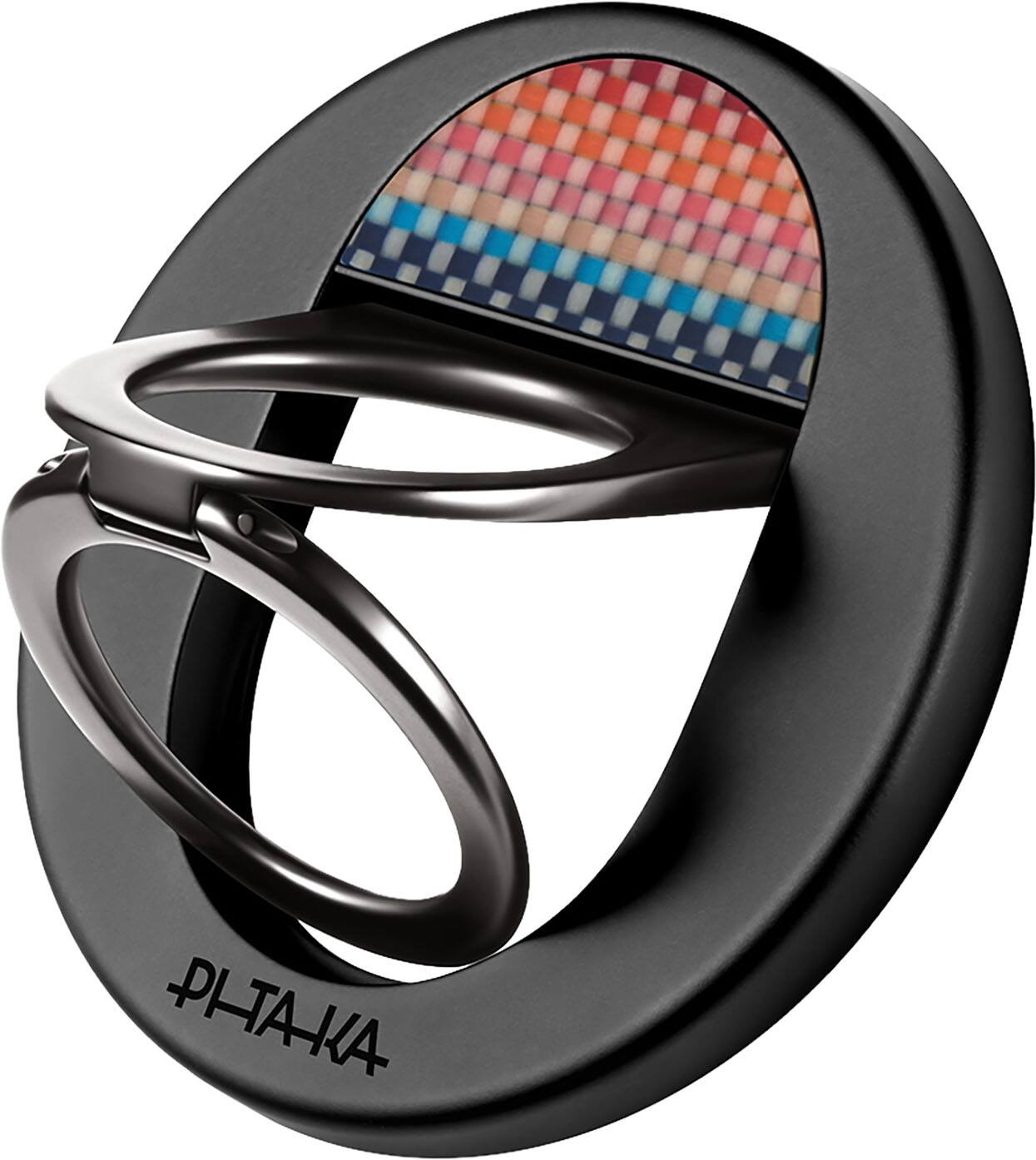 Alt View 2. Pitaka - PITAKA MagSafe Phone Grip, 360 Degree Rotation Magnetic Phone Ring, Black - California Dream.