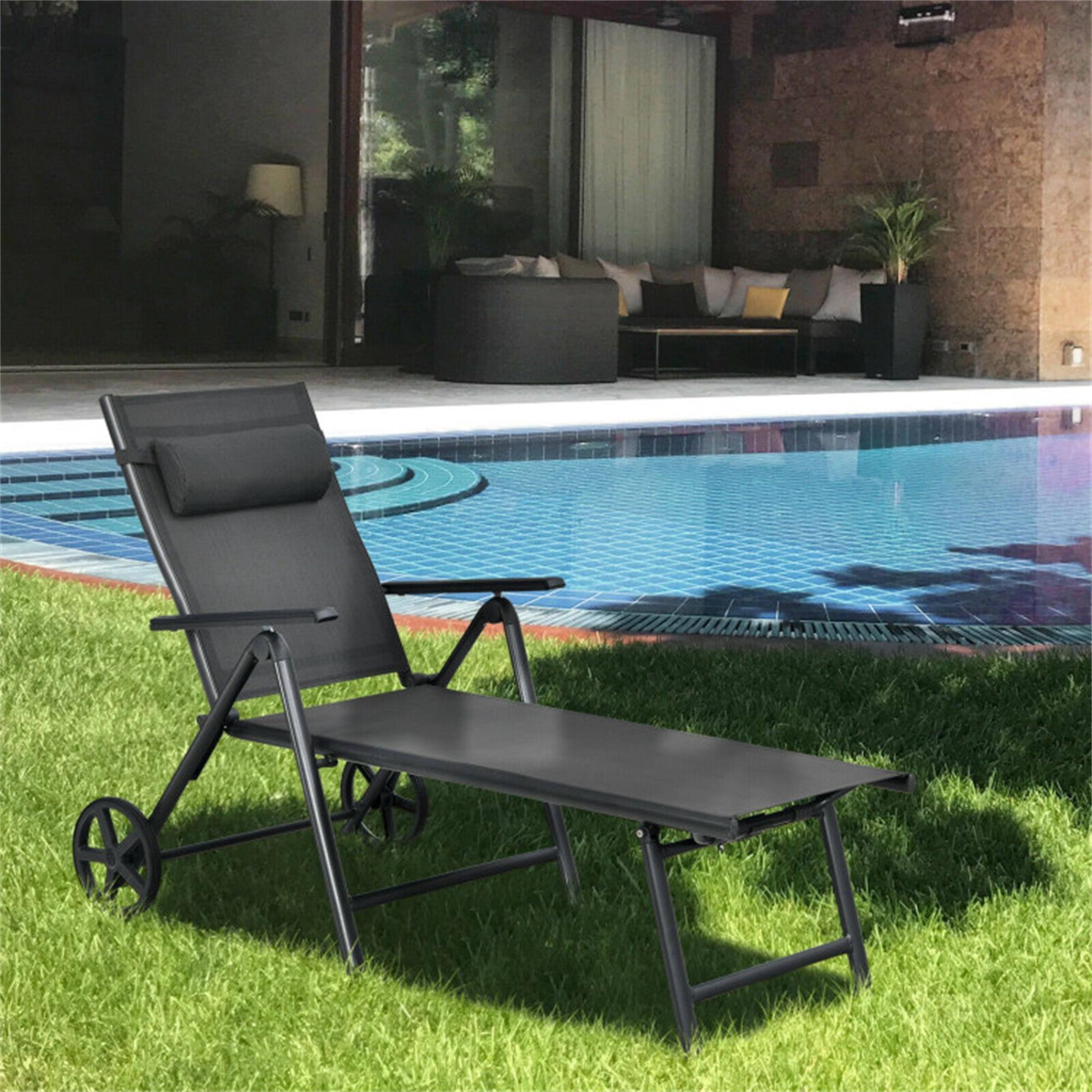 Alt View 2. Boyel Living - Gray Folding Patio Chaise Lounge Chair 41.0-in W x 58.0-in L x 29.5-in H 20.4-lb Net Weight - Gray.