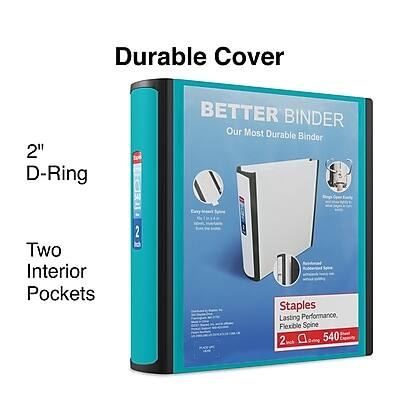 Durable Cover  
2" D-Ring  
BETTER BINDER  
Our Most Durable Binder  
Two Interior Pockets  
Staples  
Lasting Performance, Flexible Spine  
2"  
540 lech