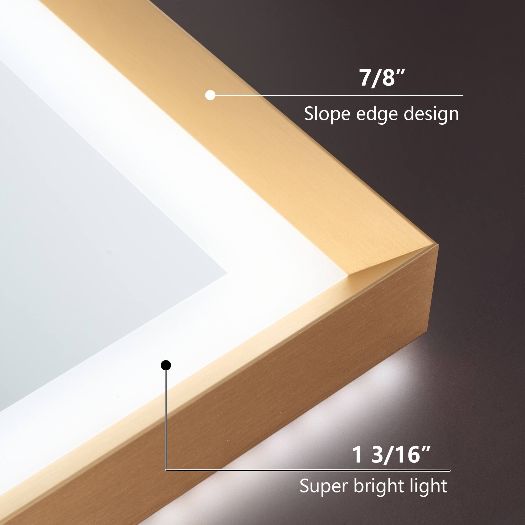 7/8" Slope edge design  
1 3/16" Super bright light