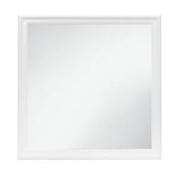 BreeBe - Charlston Mirror with LED Lighting and Tempered Glass in Solid Wood Frame - White