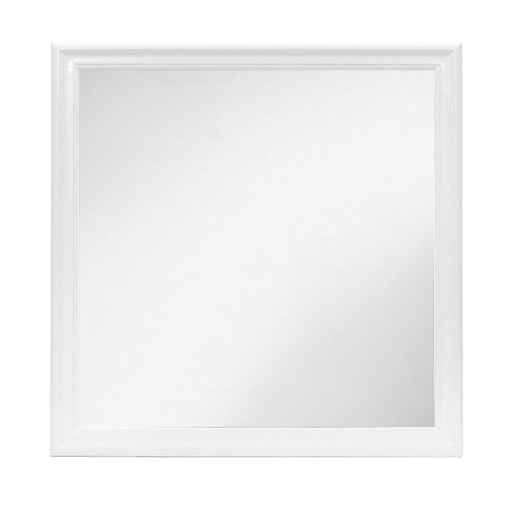 Front. BreeBe - Charlston White Mirror with LED Lighting and Tempered Glass in Solid Wood Frame - White.