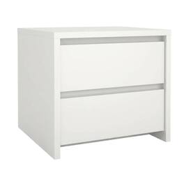 FurniFact - 17-Inch Tall Nightstand with 2-Drawer Storage and Metal Runners - White