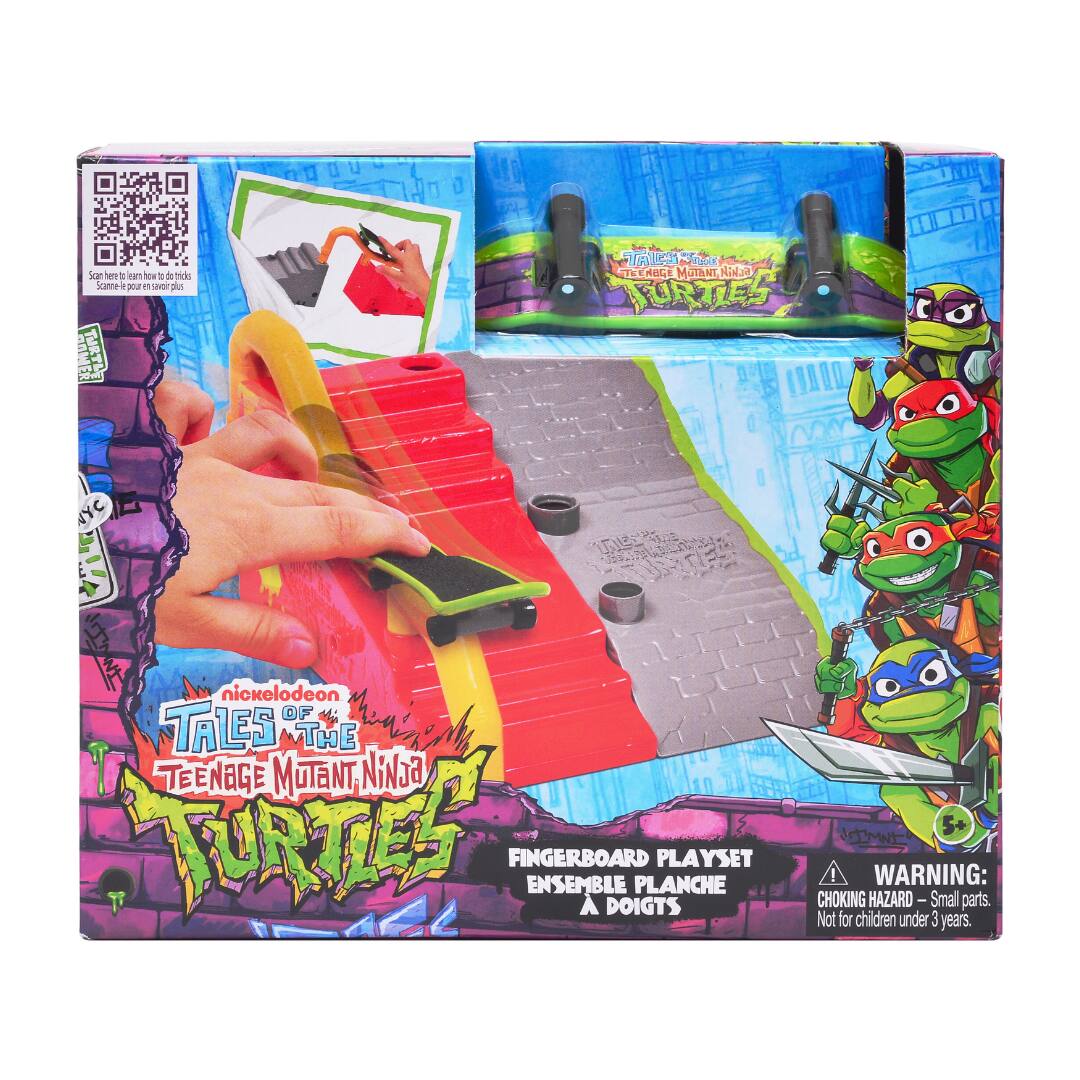Scan or to en how of do tridks Scanne-l pour 6 aor plus TURTLES

The 
nickelodeon OF TALES THE TEENAGE MUTANT TURTLES

NYC

nickelodeon TALES OF THE TEENAGE MUTANT NINJA TURTLES

FINGERBOARD PLAYSET
ENSEMBLE PLANCHE A DOIGTS

5+ ! WARNING: CHOKING HAZARD - Small parts. Not for children under 3 years.