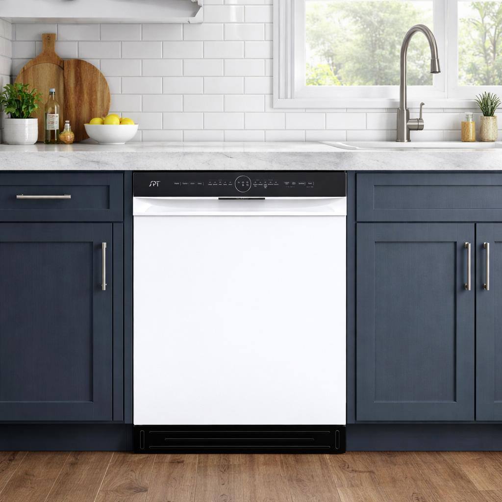 Alt View 7. SPT - 24 in. Front Control Built-In Tall Tub Dishwasher in White with 3rd Rack, 5 Cycles, 54 dBA, and Smart Wash - White.