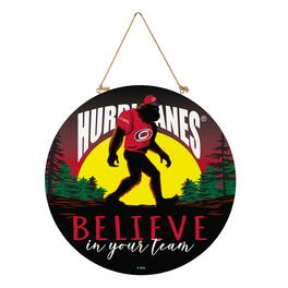 Evergreen Enterprises - Carolina Hurricanes 18" Bigfoot "Believe in Yourself" Team Logo Wood Round Door Sign - Multicolor