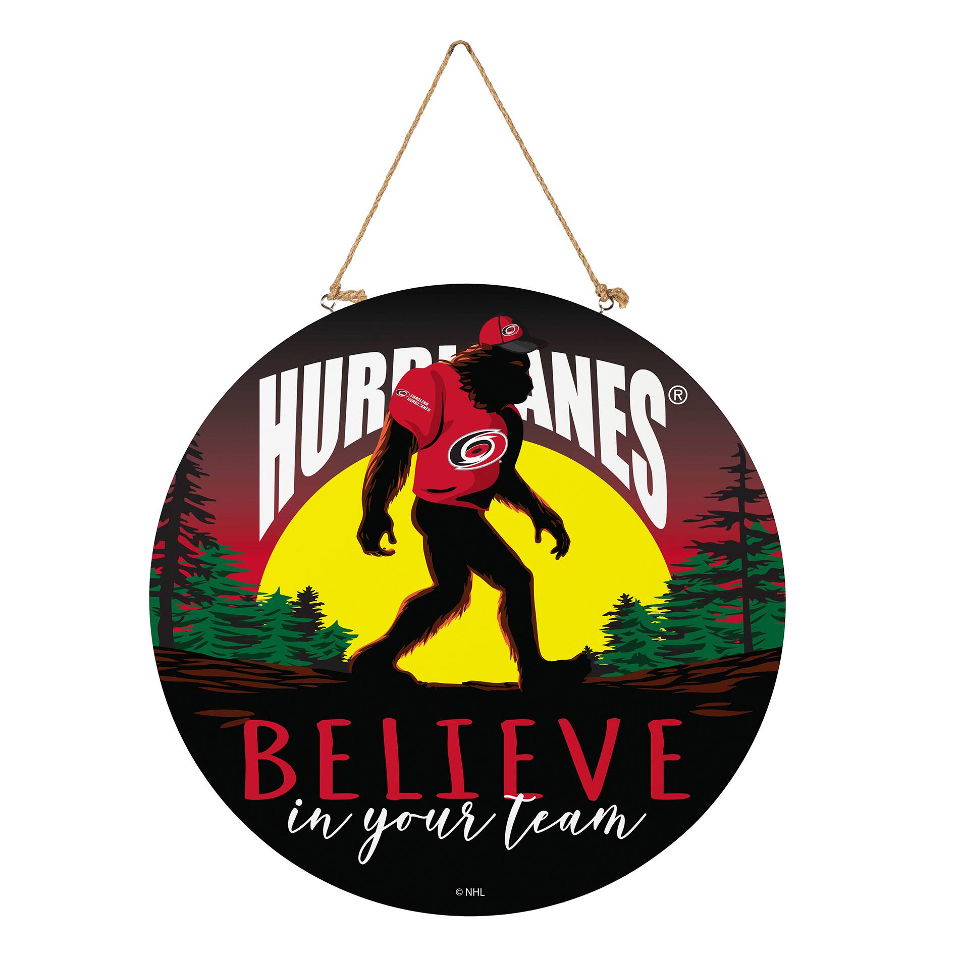 Carolina Hurricanes 18" Bigfoot "Believe in Yourself" Team Logo Wood Round Door Sign