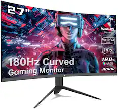 27" WQHD 2560x1440 Fast HVA 1500R 180Hz Curved Gaming Monitor 1ms MPRT 120% SRGB HORIO