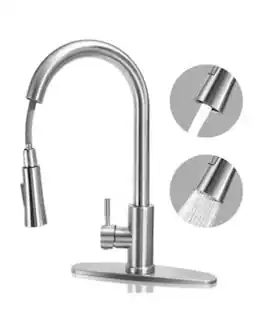 Pull-Down Kitchen Faucet 360° Rotation Dual Water Modes 304 Stainless Steel