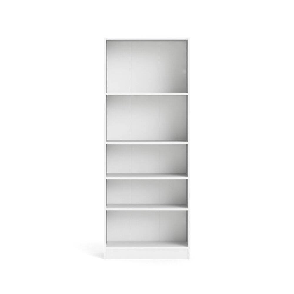 Angle. Tvilum - Basic Tall Wide 5 Shelf Bookcase - White.