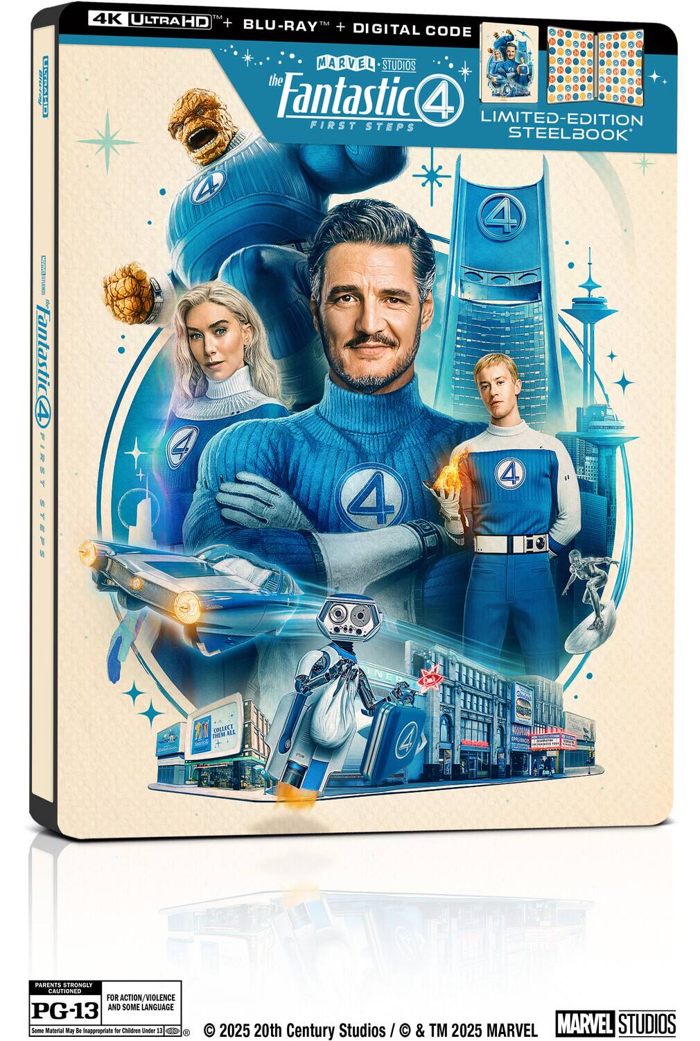Alt View 1. The Fantastic Four: First Steps (Steelbook)   - 4K Blu-Ray.