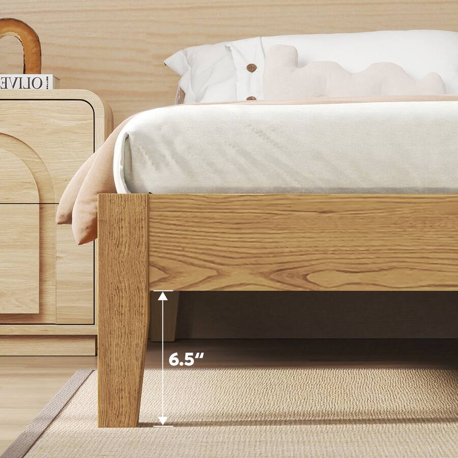 Bestier Solid Wood Farmhouse Platform Bed Frame, No Box Spring Needed ...