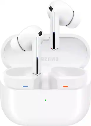 Front. Samsung - Samsung Galaxy Buds3 Pro Wireless Earbud Headphones - White (International Version) - White.