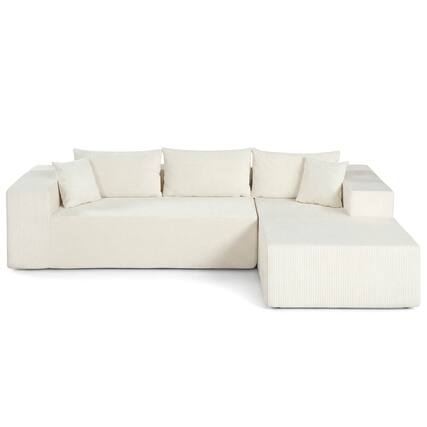 Front. Costway - Costway 110.5" Modular Sectional Sofa with Deep Seats & Comfy Backrests, Comfy Armrests - Beige.