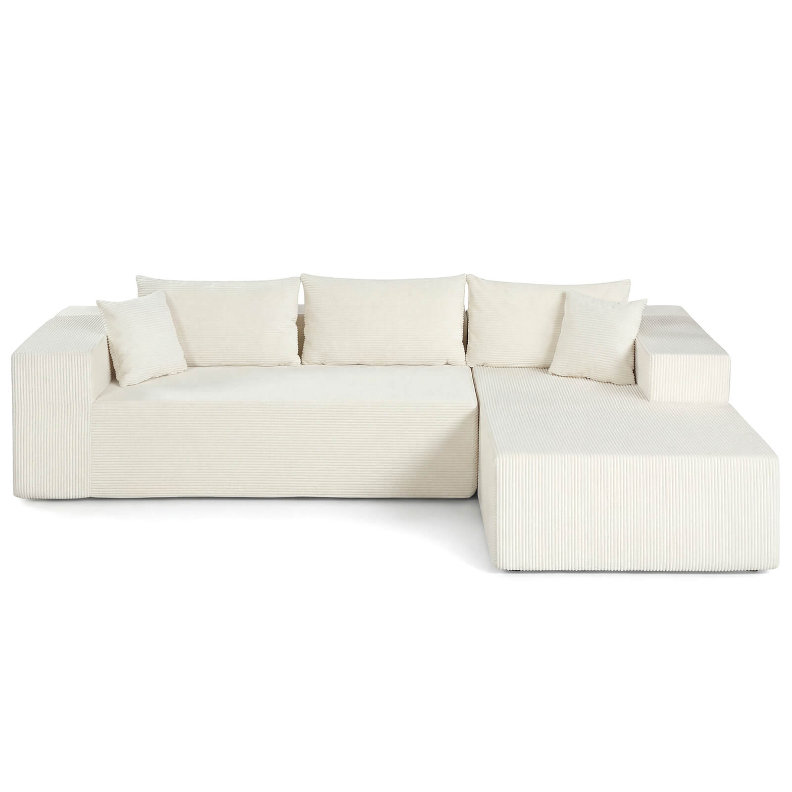 Front. Costway - Costway 110.5" Modular Sectional Sofa with Deep Seats & Comfy Backrests, Comfy Armrests - Beige.