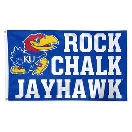 WinCraft - Kansas Jayhawks 3' x 5' Single-Sided Deluxe Team Slogan Flag - Multicolor