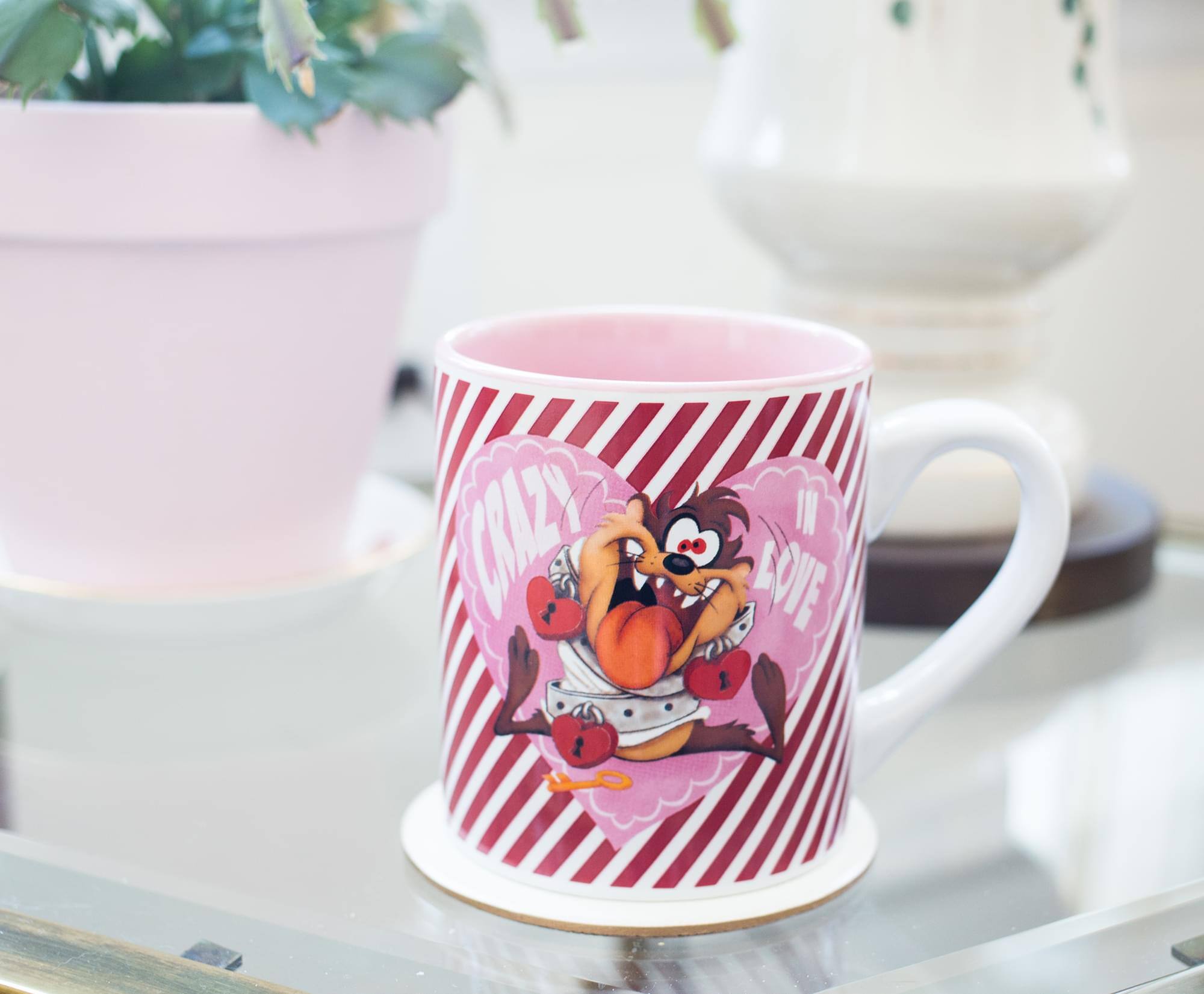 Alt View 4. Silver Buffalo - Looney Tunes Taz "Crazy In Love" Ceramic Mug | Holds 14 Ounces | Toynk Exclusive - Pink.