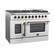 Left. Forno Appliances - Galiano 5.36 Cu. Ft. Freestanding Double Oven Gas Convection Range with Left-Swing Door - White.