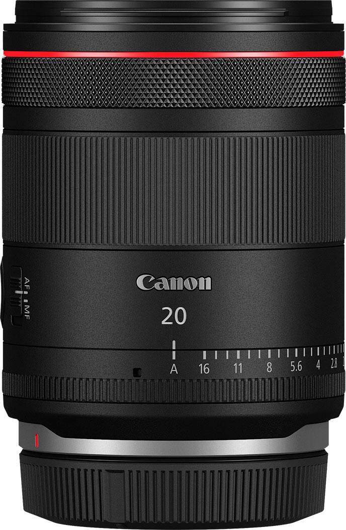 The text on the image reads "AF MF Canon 20 I 16 11 8 5.6 4 2.8." This text is likely describing the specifications of a Canon lens, with "AF" referring to autofocus, "MF" referring to manual focus, and "20 I" referring to the lens's focal length. The numbers following "I" likely represent the lens's aperture, with the larger numbers indicating a larger aperture, which allows for more light to enter the lens and can result in a shallower depth of field.