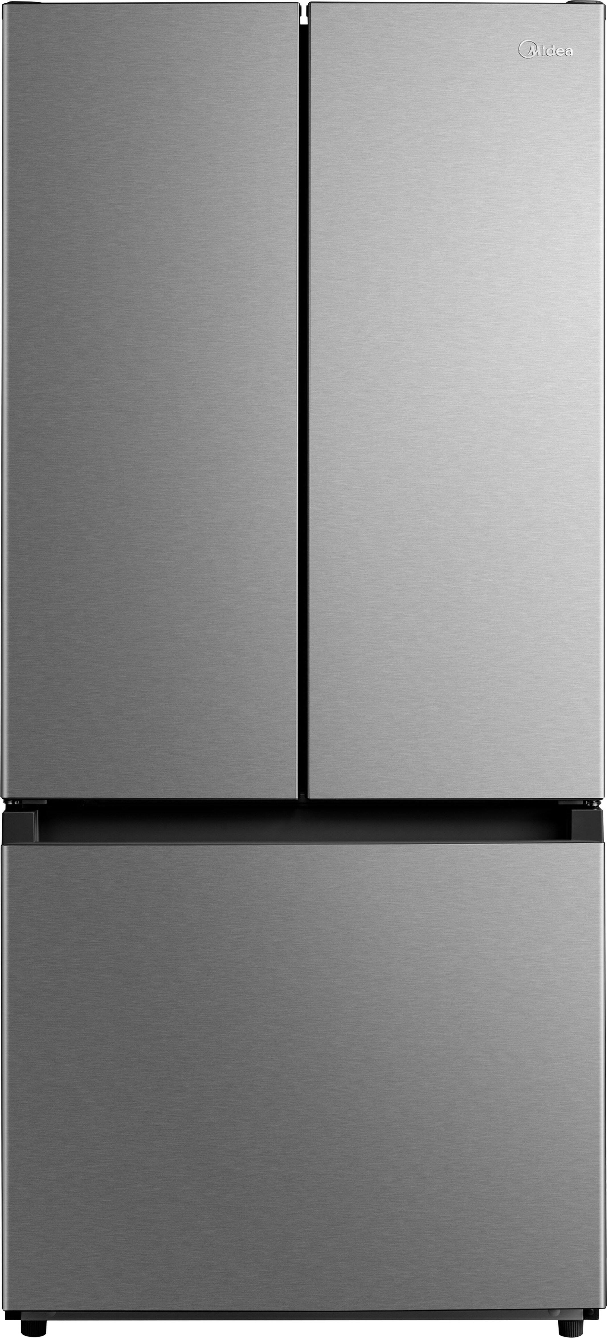 Front. Midea - 30-in Wide 18.4 Cu. Ft. French Door Refrigerator with Gallon-Sized Door Bins, Ice Maker Ready - Stainless Steel.