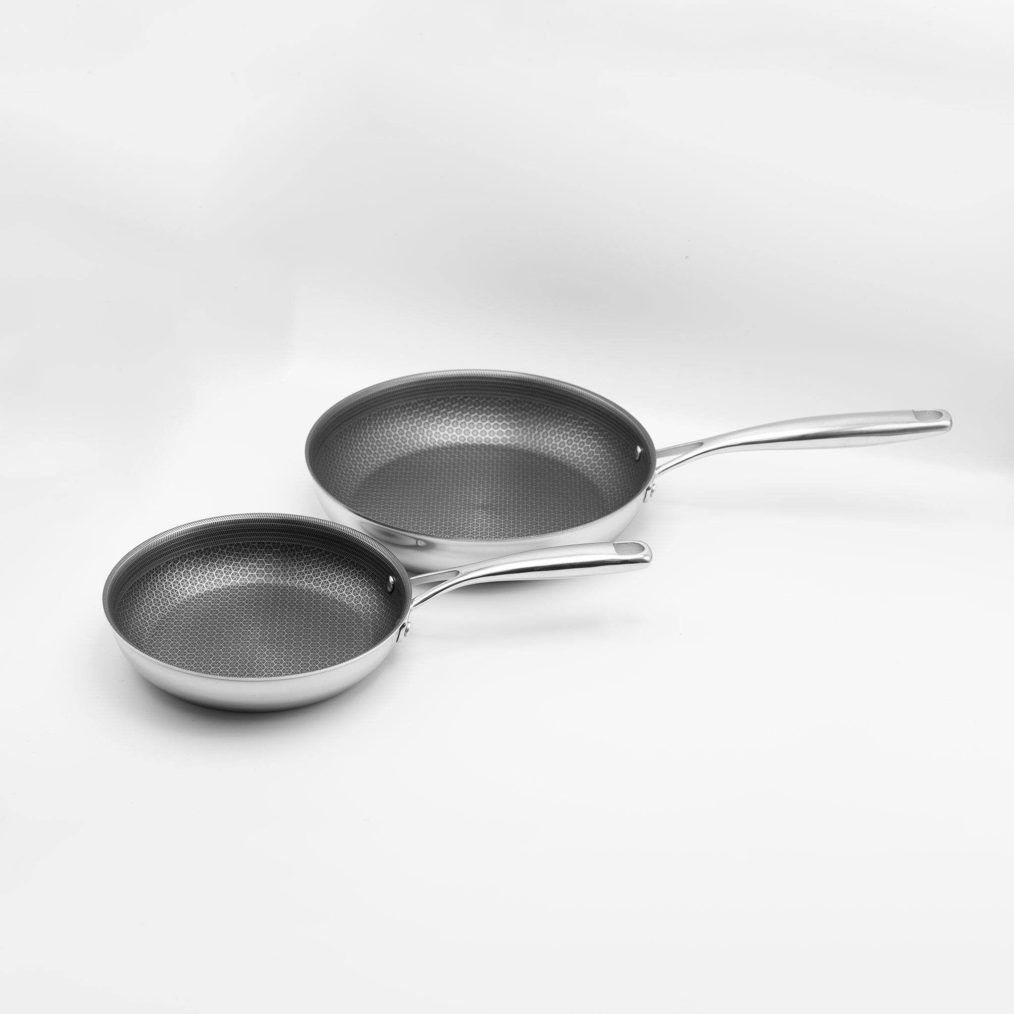 Front. Kucht - KUCHT Culinary Professional 2-Piece Honeycomb Non-stick Pan Set - Stainless Steel.