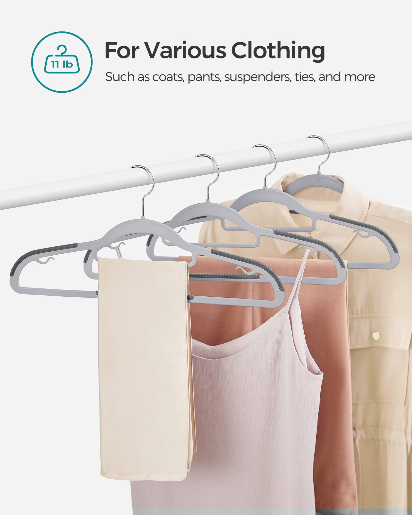 11 lb For Various Clothing Such as coats, pants, suspenders, ties, and more