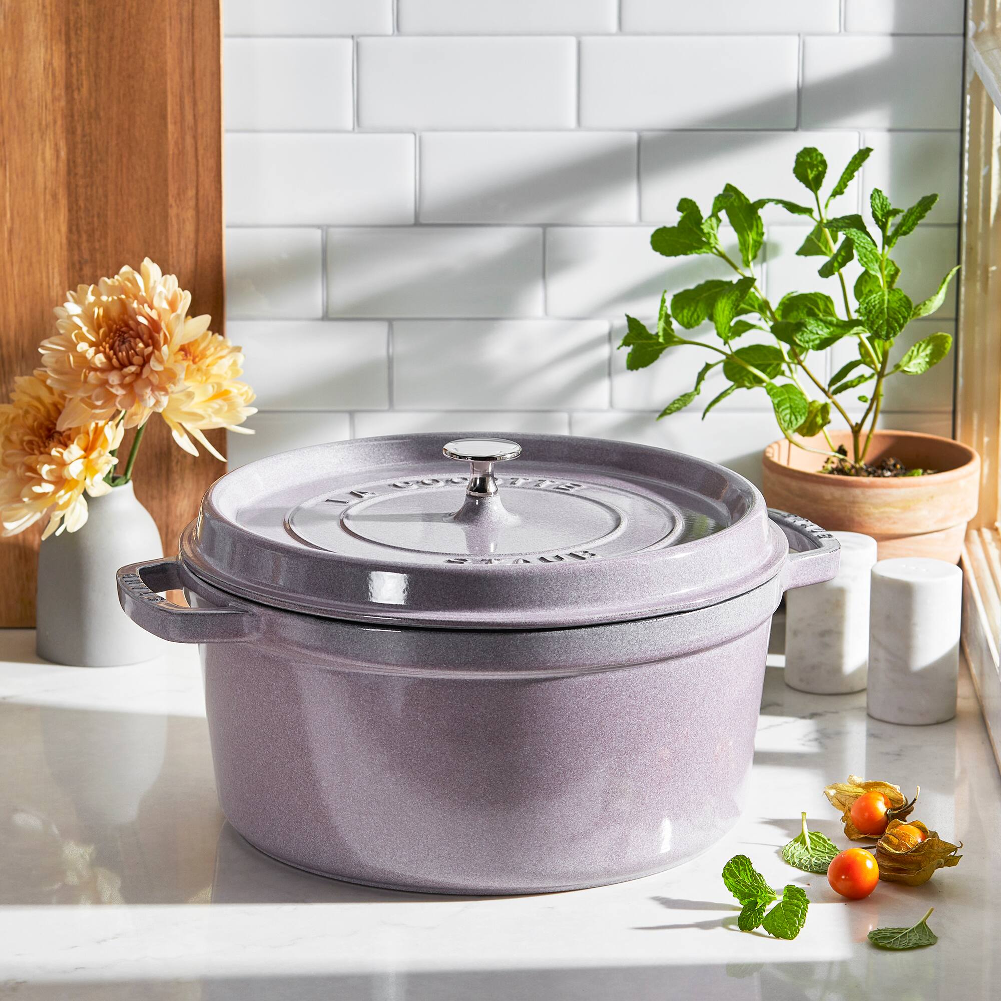 Alt View 1. Staub - STAUB Cast Iron 7-qt Round Cocotte - Lilac - Lilac.