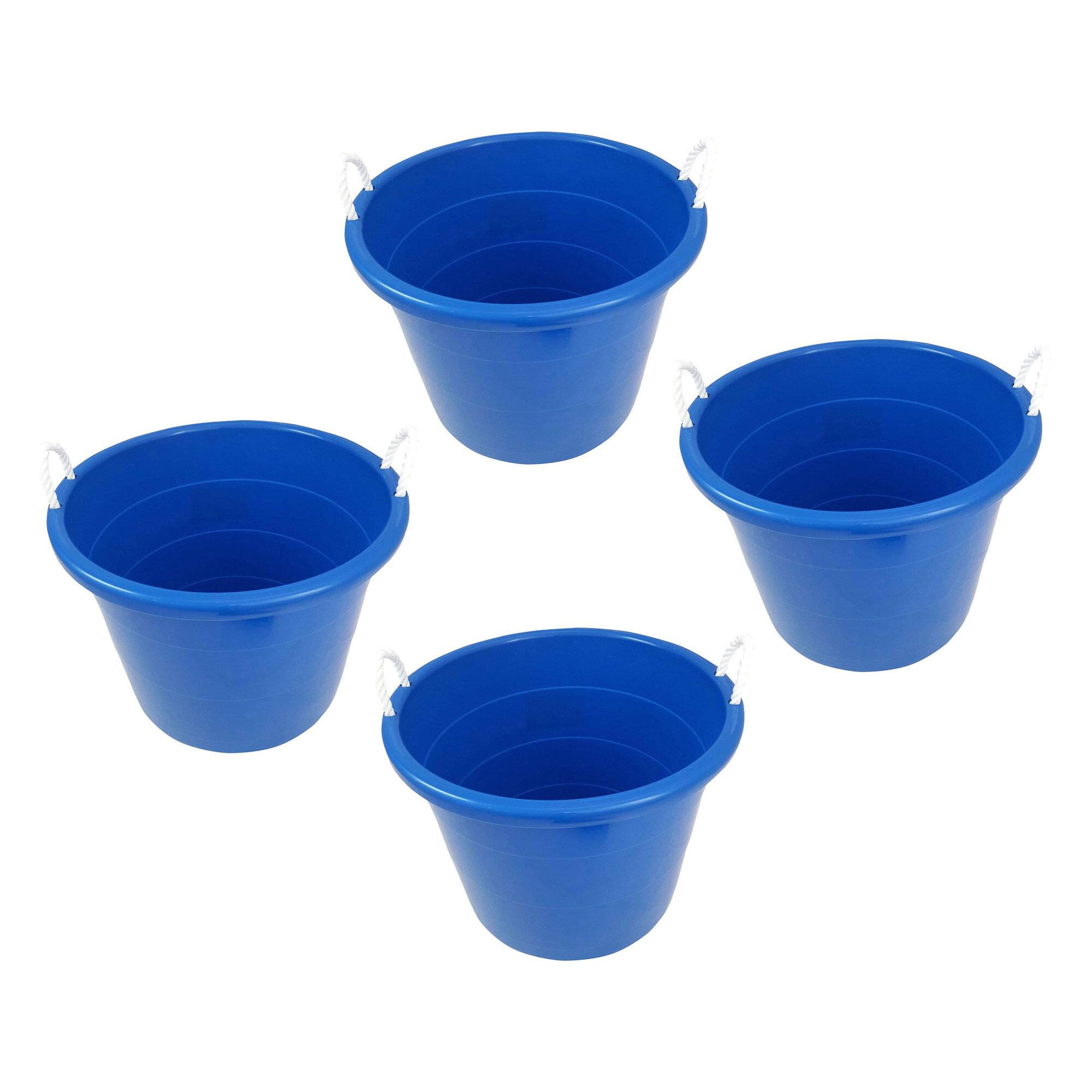 Alt View 7. Homz - Homz 18 Gal Plastic Open Storage Round Utility Tub with Handles, Blue (4 Pack) - Blue.