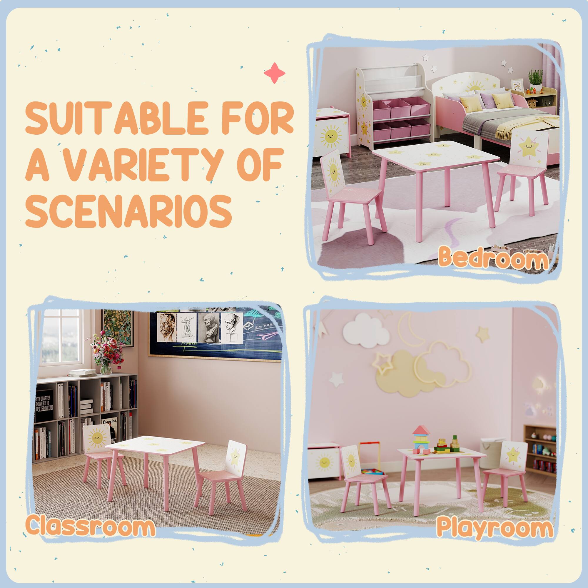 SUITABLE FOR A VARIETY OF SCENARIOS

Bedroom

Classroom

Playroom