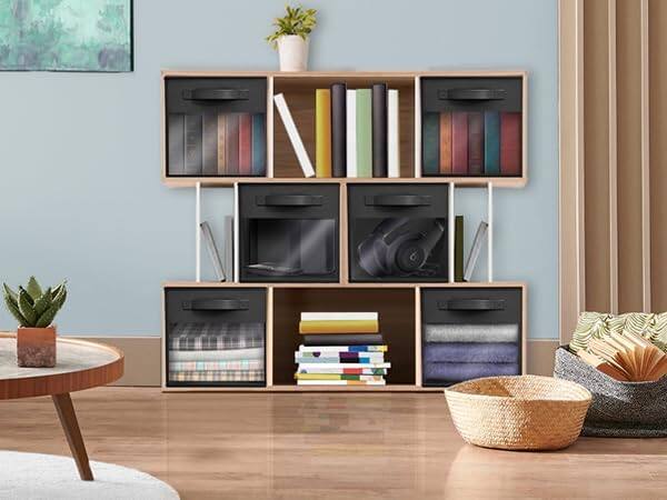 Back. Sorbus - Sorbus 13 Inch Storage Bins with Clear Window and Handle, 6 Foldable Baskets for Organizing Clothes,Toys, Books, Figures - Black.