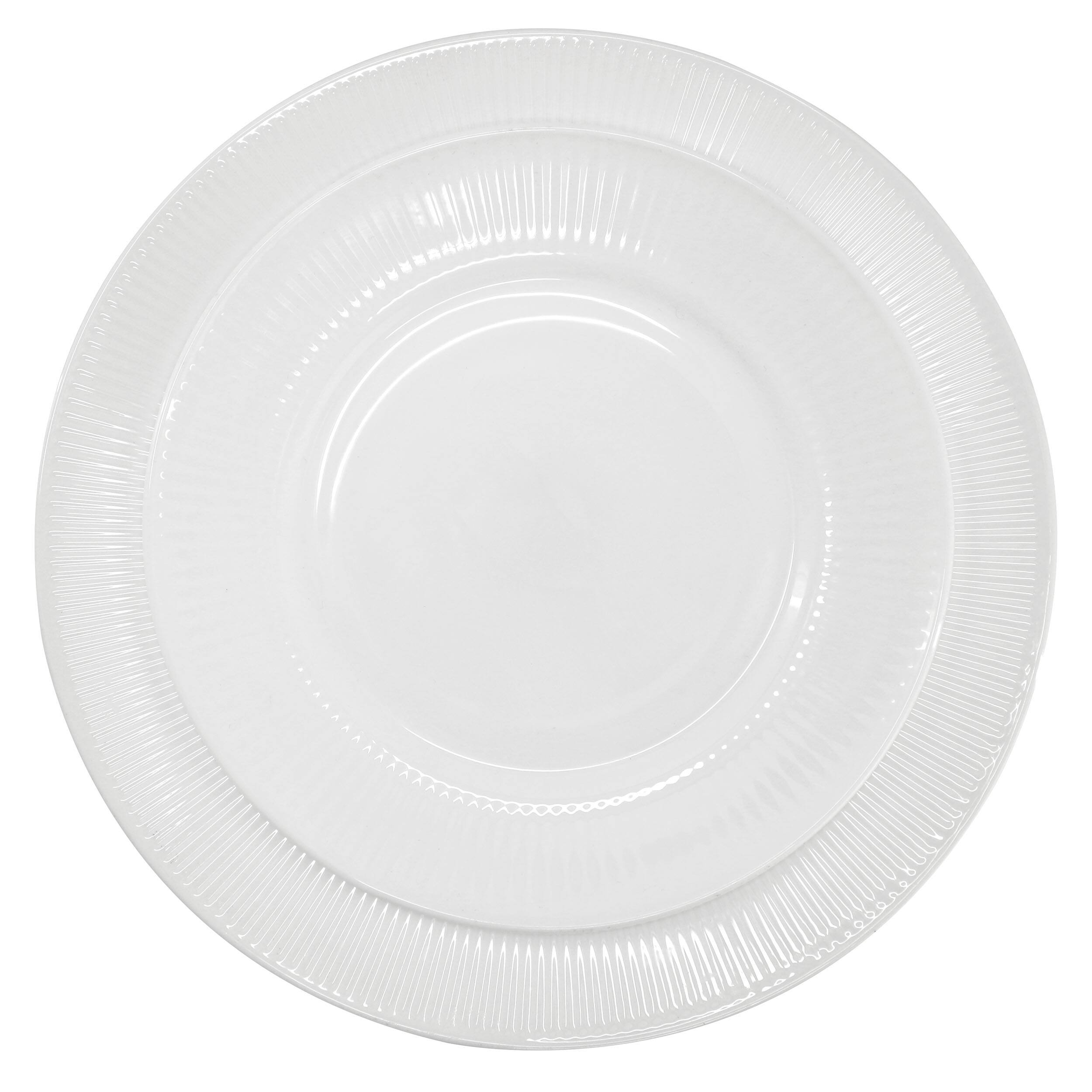 Alt View 3. Gibson - Ultra by Gibson Swanton Stripe 12 Piece Break-Resistant Opal Glass Dinnerware Set in White - White.
