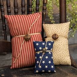 Alt View 1. BreeBe - 3/Set - Primitive Americana Jingle Bell Pillows - Multicolor.
