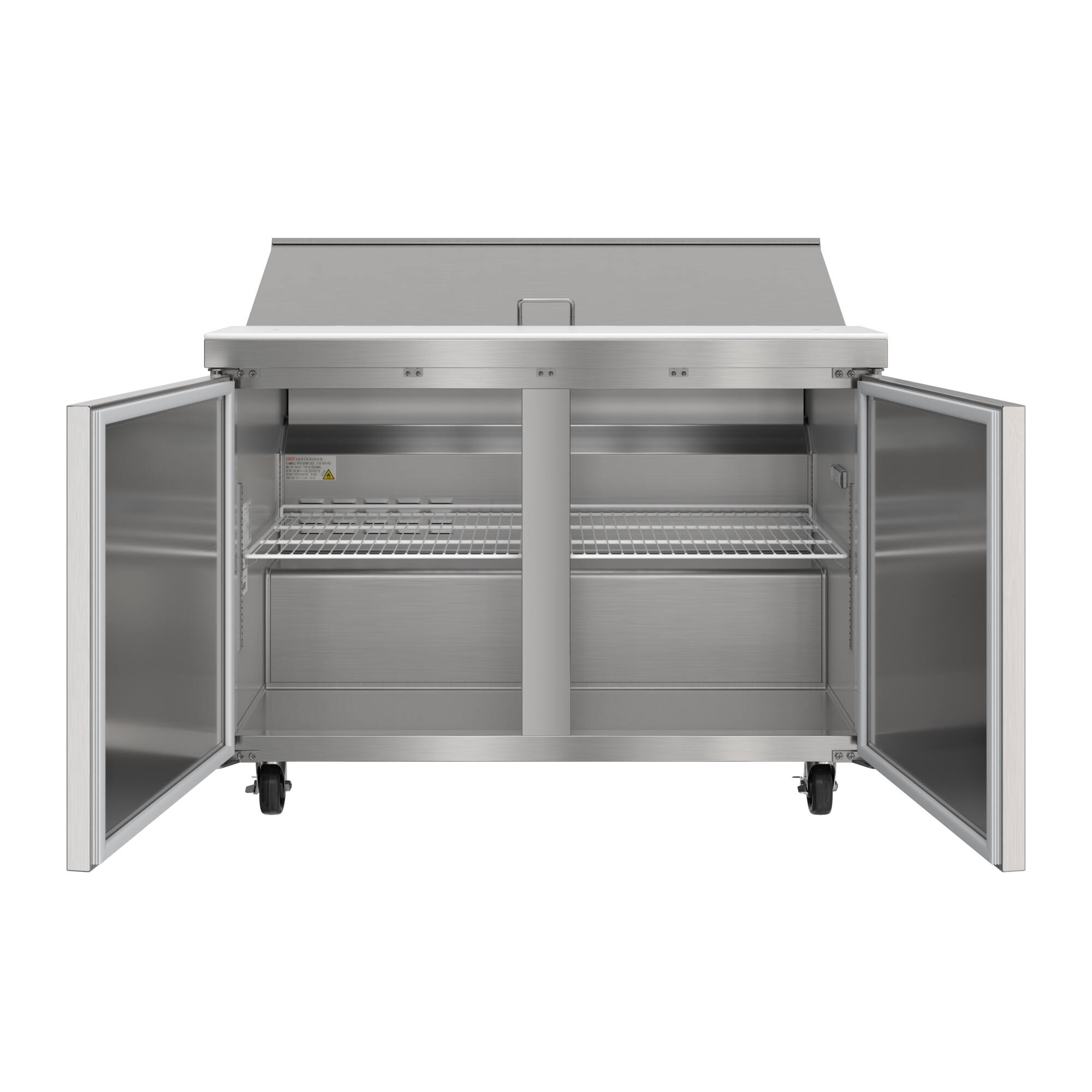 Alt View 4. Koolmore - 46 in. Commercial 2-Door Refrigeratd Salad and Sandwich Prep Table, 12 Pan Capacity and 14 Cu. Ft. of Storage - Stainless steel.