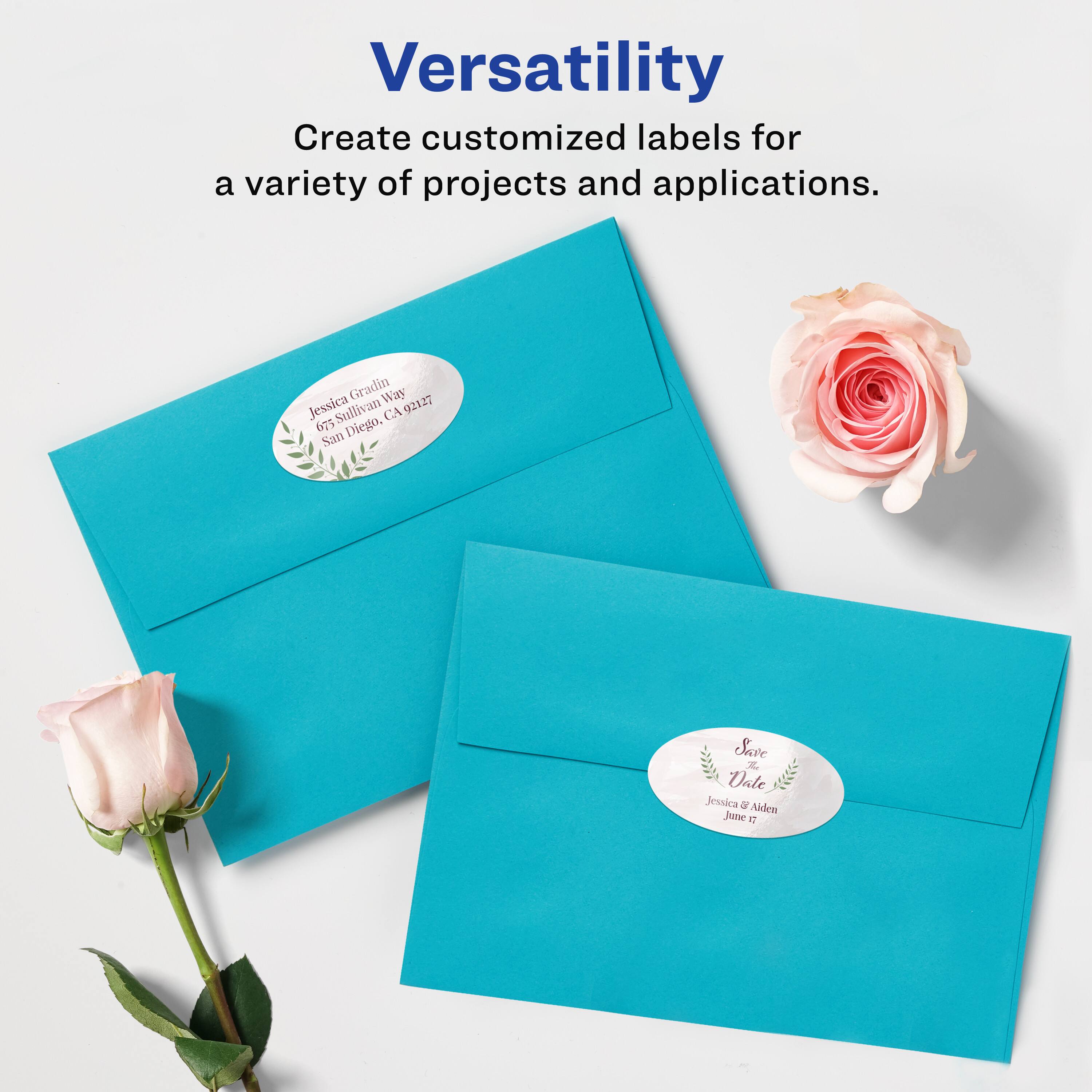 Versatility

Create customized labels for a variety of projects and applications.

Gradin Way  
Jessica Sullivan  
San Diego, CA 92127

Save the Date  
Jessica & Aiden  
June 7