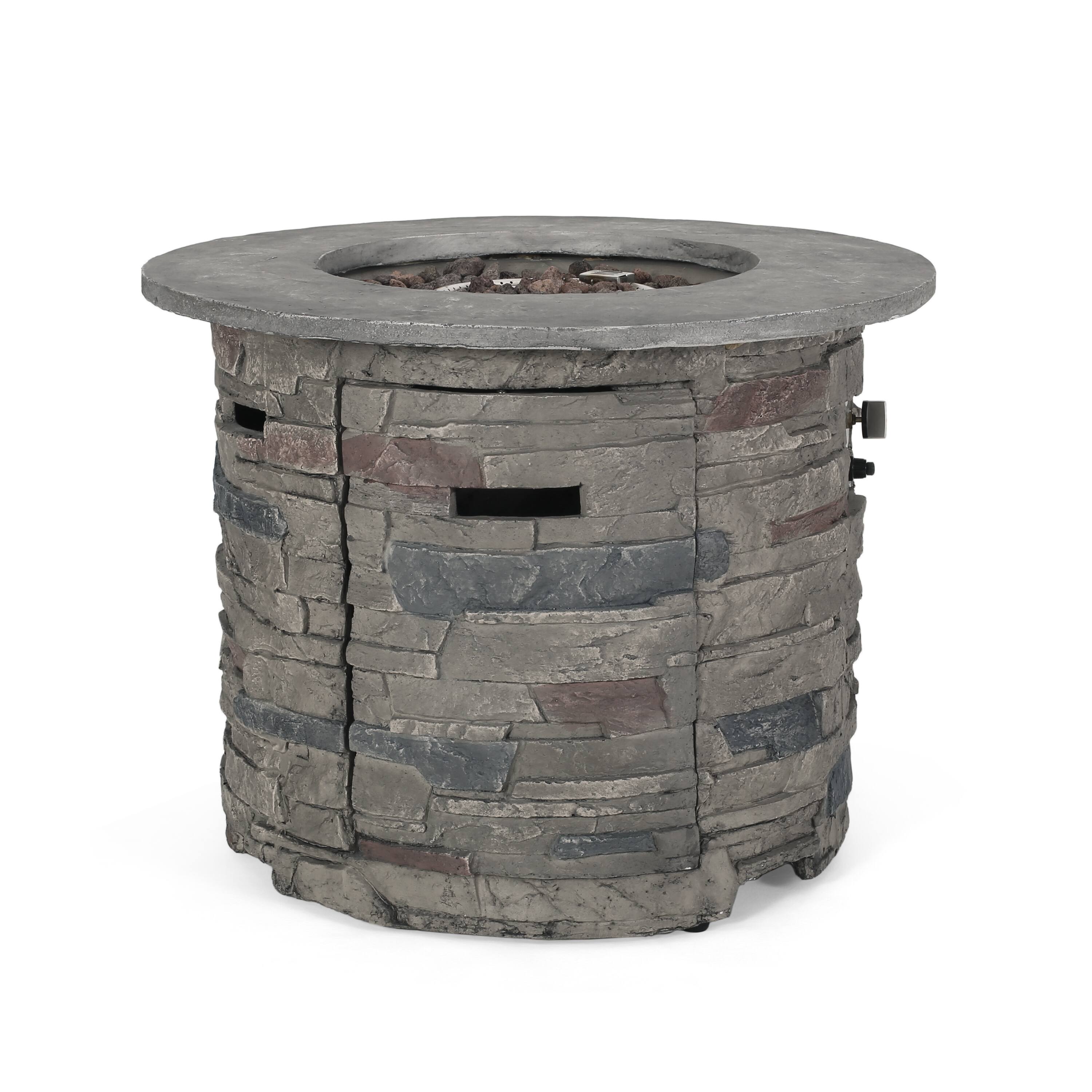 Alt View 6. APRILSOUL - Outdoor 32 inch Round MgO Propane Fire Pit Grey Top 40000 BTU - Stone Gray.