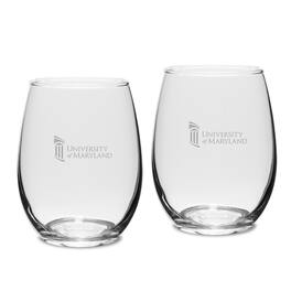 Jardine - University of Maryland Baltimore 15oz. 2-Piece Stemless Wine Glass Set - Multicolor