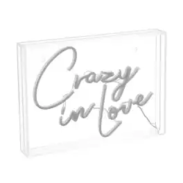 Jonathan Y - Crazy In Love 14" X 10" Contemporary Glam Acrylic Box USB Operated LED Neon Light - Red