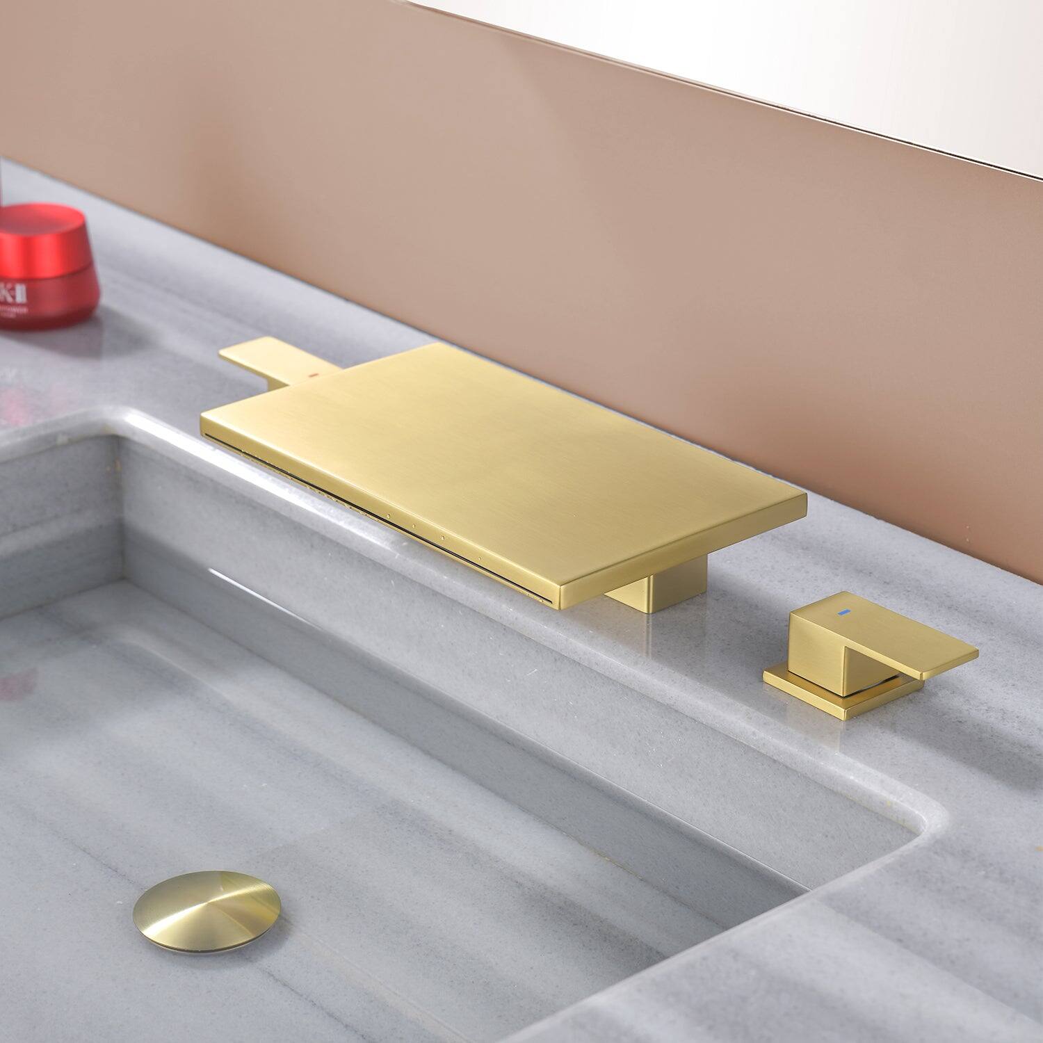 Alt View 1. Boyel Living - Brushed Gold Faucet SUS304 Waterfall Spout cUPC Quick Connect Temporary Shelf - Brushed Gold.