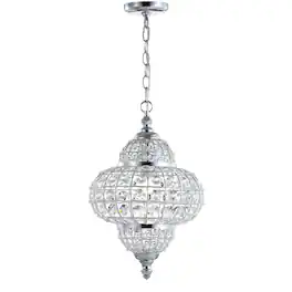 Jonathan Y - Juliette 12" Crystal/Metal LED Pendant, Chrome - Chrome/Clear